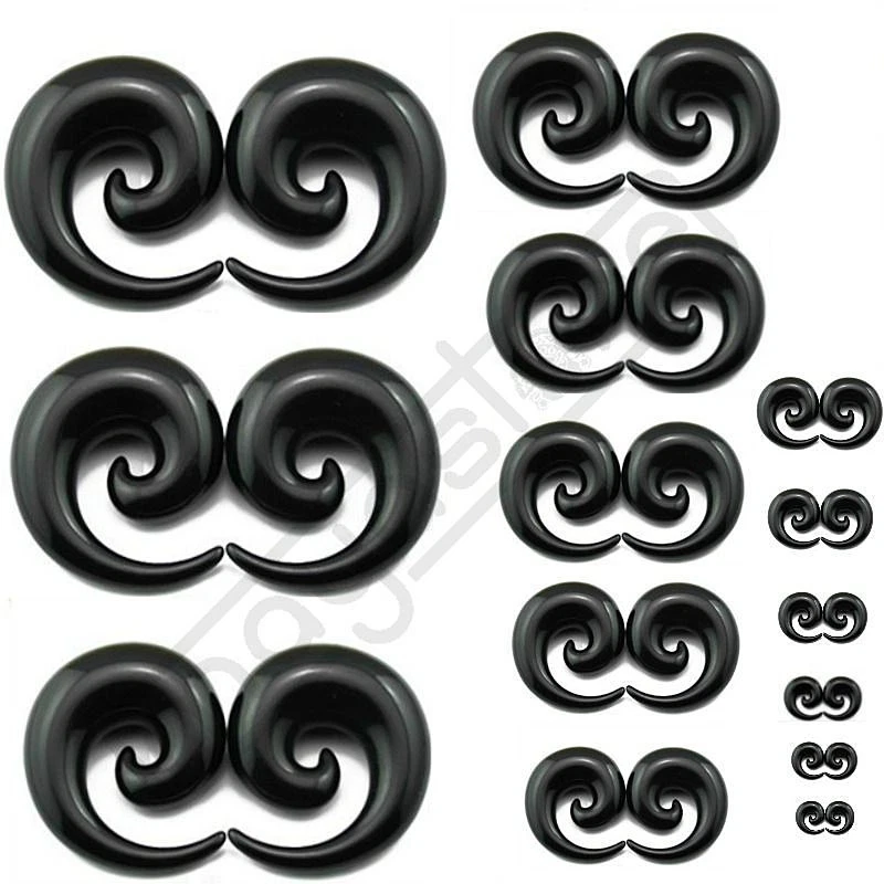 1,2MM-24MM TUNNEL SPIRALE HORN DEHNER DEHNSTAB OHR PLUG TAPER PIERCING SCHWARZ - Bild 1 von 1
