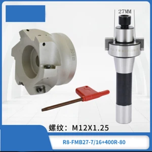 R8 FMB27 7/-16-20 arbor link rod + BAP 400R 80-27 6flute 90° face mlling cutters - Picture 1 of 10