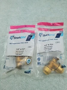 2 neue SharkBite Ohrhänger Ellenbogen Messing 90 Grad 1/2 x 1/2 U249LFA NOS - Bild 1 von 5