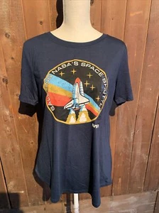 Official Nasa Women's Navy Shirt Medium Graphic Tee T-Shirt Top Solid Womens NWT - Picture 1 of 7