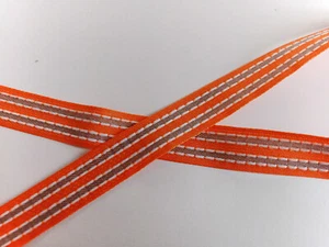 Webband Bordüre Borte orange-grau-weiß gestreift Streifen 15 mm - Bild 1 von 2