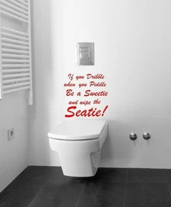 IF YOU DRIBBLE... TOILET WALL QUOTE VINYL DECOR STICKER DECAL STENCIL GRAPHIC - Picture 1 of 2