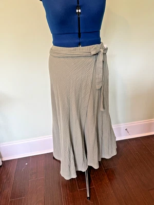 Falda Caslon Caqui Verde Gasa Imitación Envoltura - L Foto 1 de 4