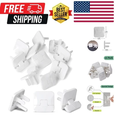 Cubiertas de salida de 3 clavijas con mango oculto - Paquete de 10 para seguridad infantil, a prueba de roturas Foto 1 de 4