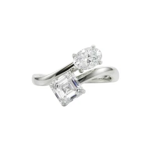 Anillo de compromiso de diamantes cultivados en laboratorio certificado IGI platino 950 2,00 quilates corte ovalado - Imagen 1 de 7