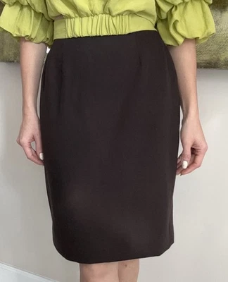 Emanuel Ungaro 100% 羊毛铅笔裙勃艮第棕色 6 码 — 第 1/4 张图片