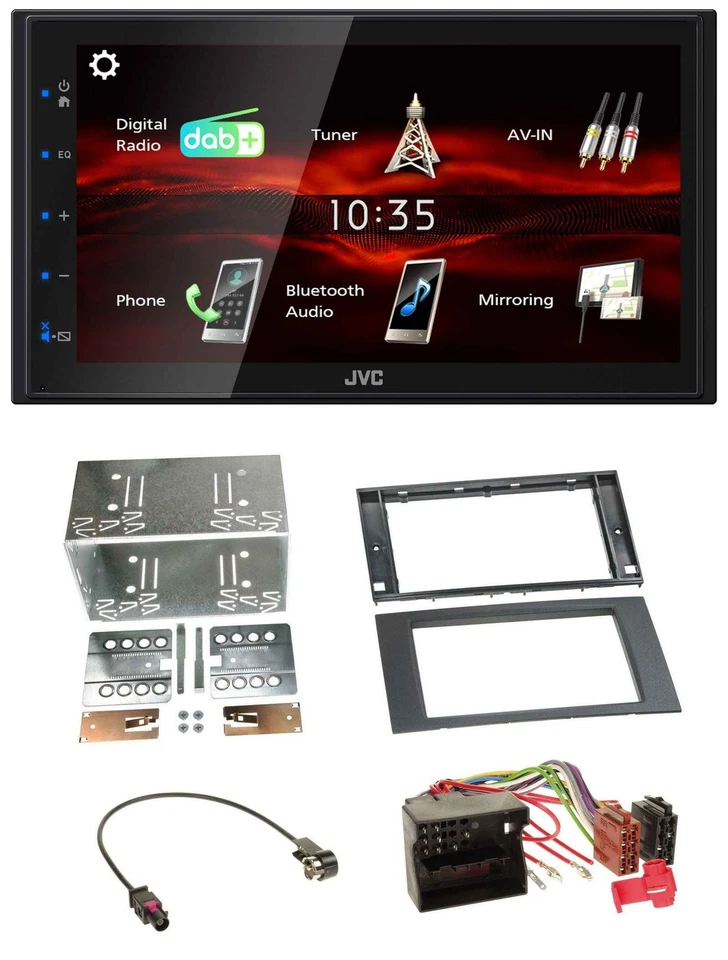 JVC USB Bluetooth MP3 DAB 2DIN Autoradio für Ford Fusion Transit Kuga 05-12 schw - Bild 1 von 4
