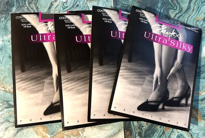 Pantimedias Playtex Ultra Silky Control Top 4 Pares 3 Sin Abrir Negras Grandes Foto 1 de 4