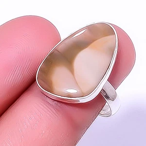 Petrified Peanut Wood Jasper Silver Plated Jewelry Ring s.8 R76-5|Christmas Gift - Picture 1 of 6