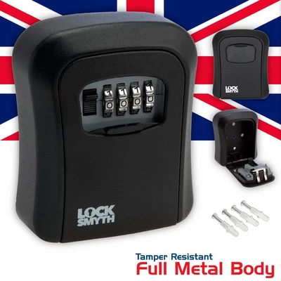 Key Safe | Combination Lock Box Metal 4 Digit Weather Resistant Storage | Black - Image 1 of 4