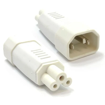 3-Pin IEC Steckdose C14 Zu Kleeblatt Stecker C5 Adapter Bis Zu 250V WEISS - Bild 1 von 4
