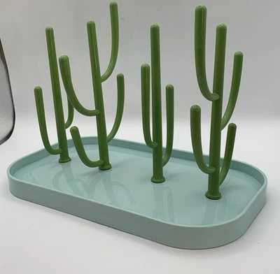 Estante de secado de biberón Cactus aguamarina y plástico verde Foto 1 de 4