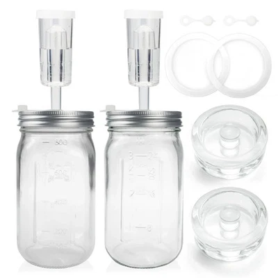 LALVAM 32 oz Mason Jar Fermentation Kit, 2 Pack Fermentation Jars, Fermentation Lids...