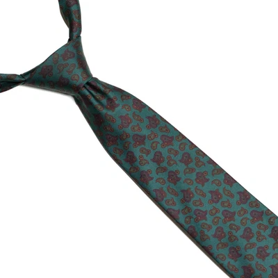 "Corbata de seda Burberry vintage verde esmeralda cachemira hecha en Inglaterra 58x3,25""" Foto 1 de 4