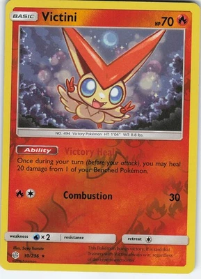 Victini 30/236 Reverse Holo Holo Rare SM - Cosmic Eclipse NM Pokémon - Image 1 of 2