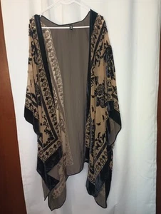 Torrid Velvet Burnout Kimono Shawl One Size Dark Floral Whimsigoth Gypsy - Picture 1 of 9