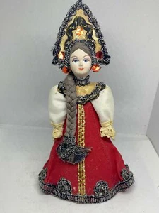Original Vintage Russian Traditional Folk Doll Wooden Handmade7" Multicolors ART - Picture 1 of 7