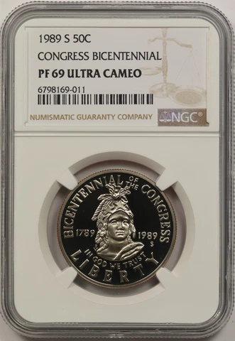 1989-S Congress 50C NGC PF 69 Ultra Cameo Modern Commemorative Half Dollar Cover