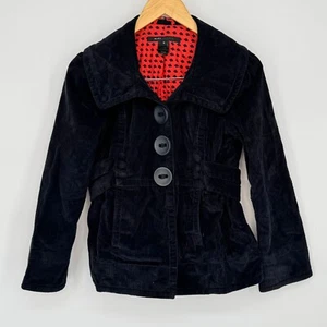 Giacca Marc Jacobs in velluto a coste nero con bottoni ritagliati davanti foderata rossa taglia 6 anni 90 Y2K - Foto 1 di 8