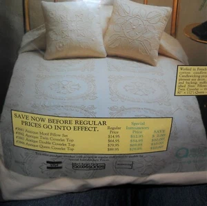 Artcraft Concepts ANTIQUE QUEEN COVERLET TOP - CANDLEWICKING KIT New Old Stock - Picture 1 of 5