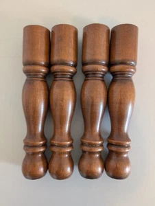 Four (4) 9-15/16”t x 1-7/8"d Vintage Turned Wood Table Legs Salvage Reclaimed - Picture 1 of 7