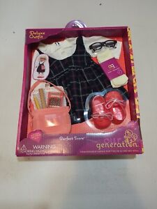 Our Generation Deluxe 18" Doll Outfit Perfect Score Dress Shirt Shoes Purse NEW