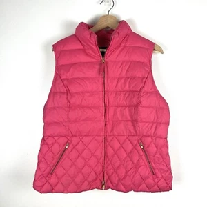 Talbots Down Puffer Pink Vest Full Zip Pockets Quilted Insulated Classic Sz XL P - Picture 1 of 11