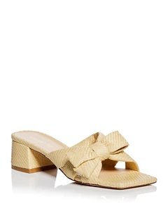 Stuart Weitzman Loveknot 50 Block Slide Sandals 7.5 Beige Raffia NWB Box - Picture 1 of 6