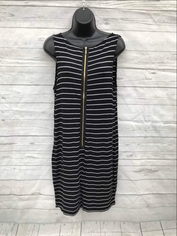Vestido para mujer Kensie a rayas negro/blanco sin mangas talla L grande Foto 1 de 4
