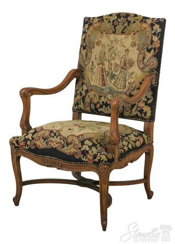 F57698EC: French Louis XVI Vintage Needlepoint Throne Chair Cover