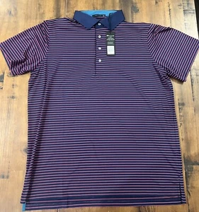 Greyson Shirt Mens XXL Magenta Purple Striped Pocket Golf Preppy Polo Wolf NEW - Picture 1 of 5