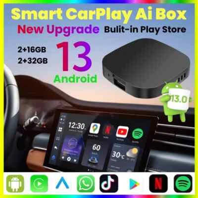 New Smart CarPlay  Android 13 TV Box Wifi Wireless Android Auto Built-in Play - Image 1 of 4