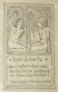 Fidus Akt Erotik Adam Eva Apfel Rentsch Erkner Berlin Speisekarte Vegetarier - Bild 1 von 1
