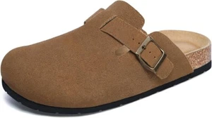 Meixiemeile Women's Suede Leather Clogs Slip on Comfortable Home Mules Sandles - Picture 1 of 5
