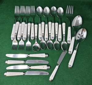 24 Oneida PALETTE - weißer Griff Gabeln Löffel Messer Besteck + Servieren *LESEN - Bild 1 von 20