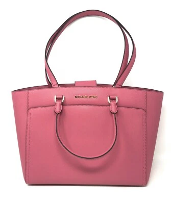 Michael Kors EMMY Large DOUBLE HANDLE TOTE Leather Handbag in Tulip MSRP $428 - Image 1 of 4