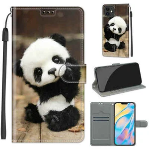 Panda Card Wallet Phone Case For iPhone 11 12 13 14 Pro Max XR X 6 7 8 SE 2020 - Picture 1 of 12