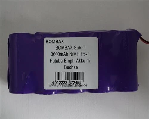 Bombax Akkupack 6,0V/3600mAh SubC, F5x1, 5erReihe, Futaba Empfänger - Bild 1 von 1