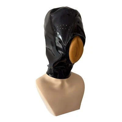 Latex Hood Rubber Mask Back Zipper Fetish Cosplay Clubwear Catsuit Men M L XL - Image 1 of 4