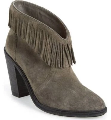 Joie Women's Gray 'Loren' Fringe Bootie Leather Suede NEW Sz 38 $335 - Image 1 of 4