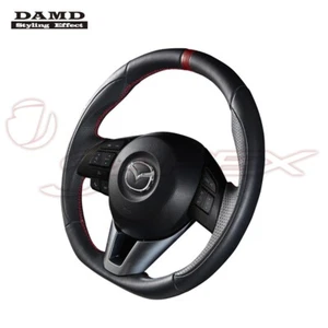 DAMD Steering Napa Leather Red Euro Stitch for AXELA BM2FP/BM5AP/BMLFP SS360-M - Picture 1 of 5
