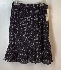 Nygard Collection Midirock Damen 100 % Seide schwarz hellrosa gepunktet Größe 10P - Bild 1 von 11