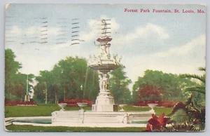 Postal reverso dividido Forest Park Fountain St. Louis Missouri c1909 - Imagen 1 de 2