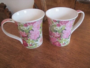 Dunoon Bone China Set of 2 Tea Coffee Mugs Chartwell Pattern by Michele Aubourg - Picture 1 of 9