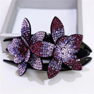 Women Rhinestone Flower Duckbill Clip Hair Claws Grip Elegant Hairpin Barrettes‹ - Picture 1 of 37