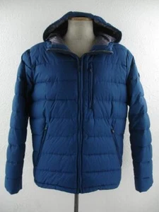 Mens M Michael Kors Blue Down Blend Puffer Jacket Parka Hooded Full-Zip Packable - Picture 1 of 24
