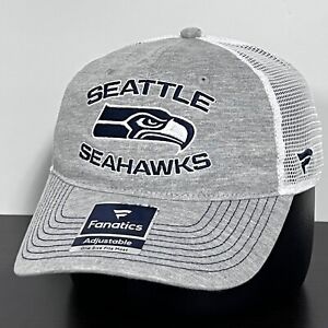 NEW! Seattle Seahawks Hat Cap Heather Gray Fanatics Snapback White Mesh-Back NFL