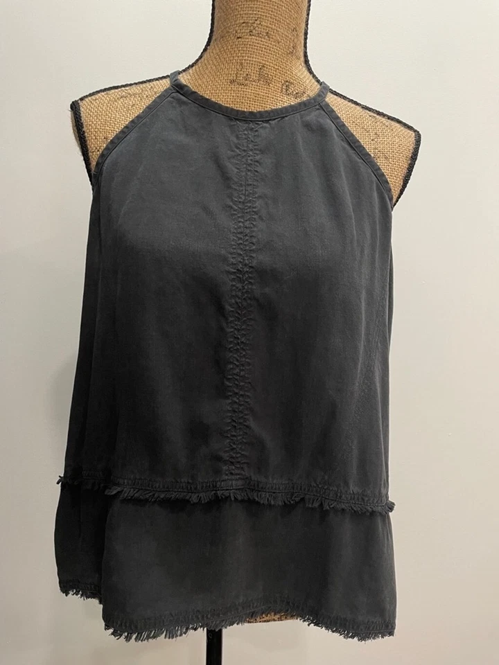 Bella Dahl Womens Frayed Cami Halter Black Tank Top Size M Grunge Goth Whitchy - Image 1 of 4