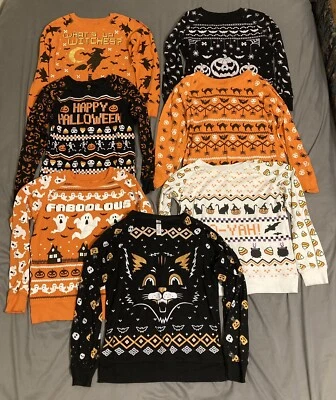 Хэллоуин женщин толстовка лот из 7 маленький и средний призрак ведьма черный кот - Изображение 1 из 4