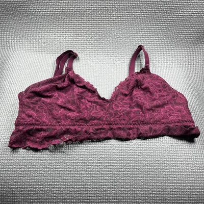 Victoria's Secret Bralette Bra Women Size XL Purple Lace Wireless Longline Lined - Image 1 of 4